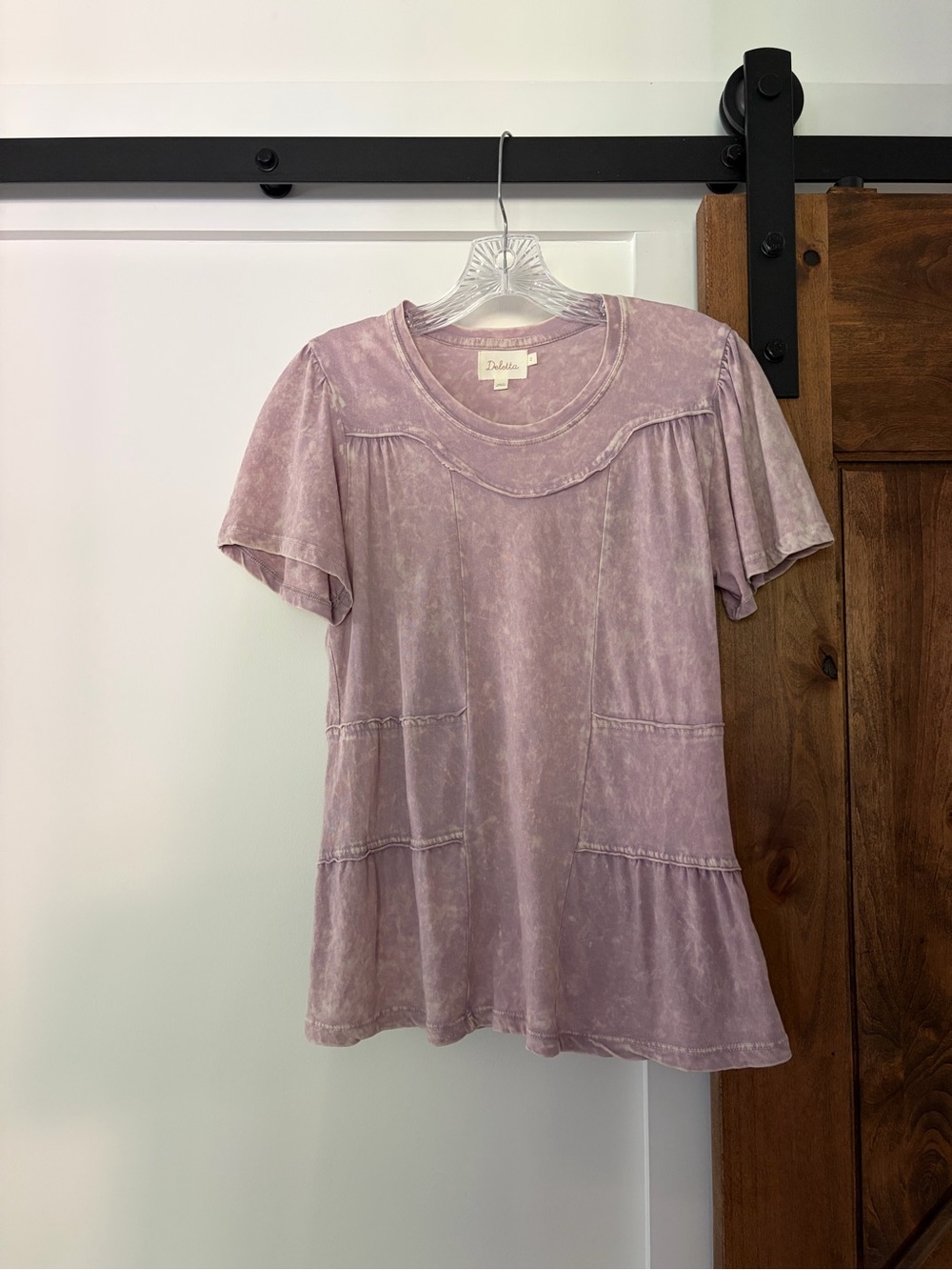 deletta short sleeved 100% cotton lavender top